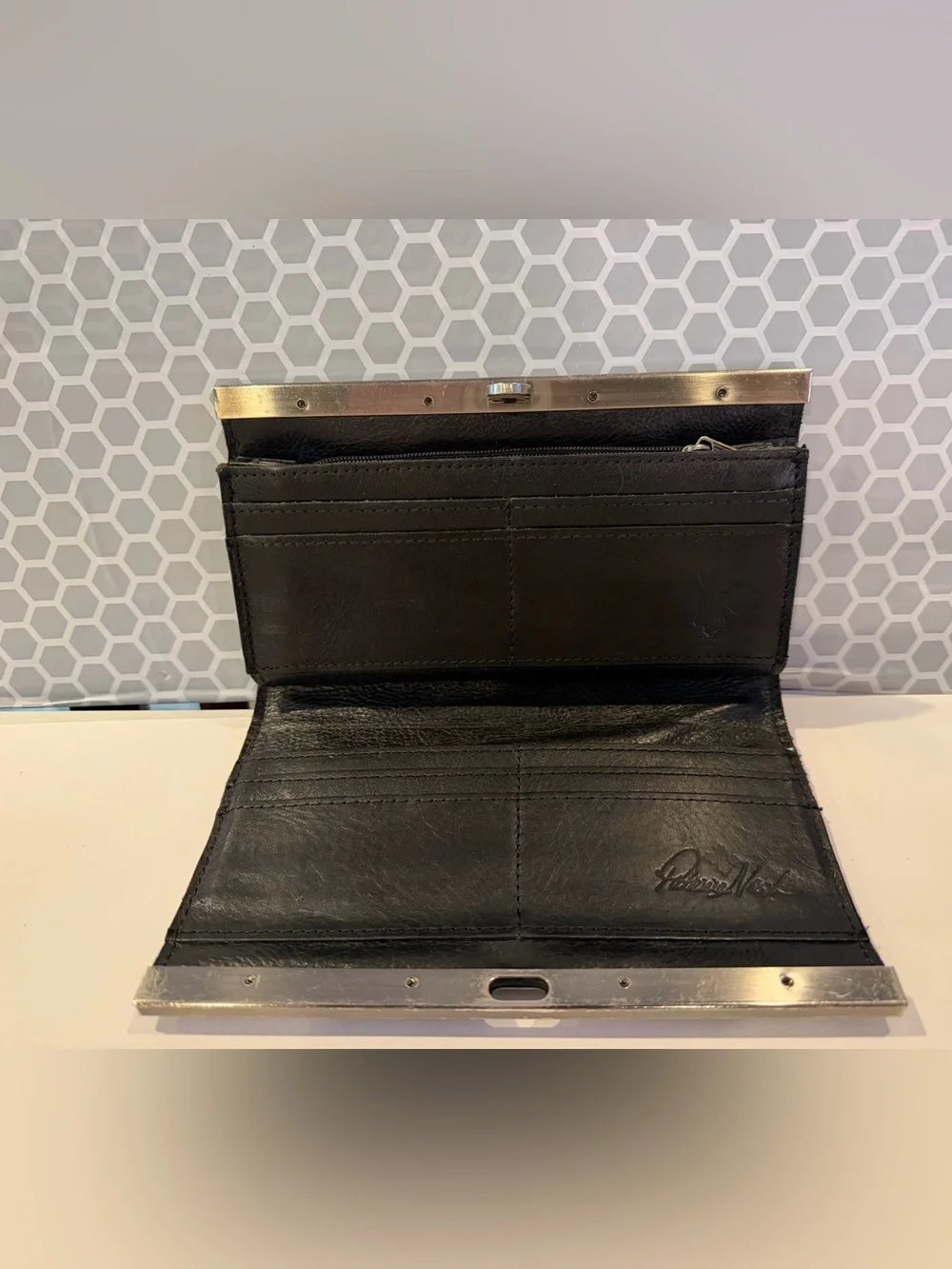Patricia Nash Embossed Floral Leather Clutch - Black